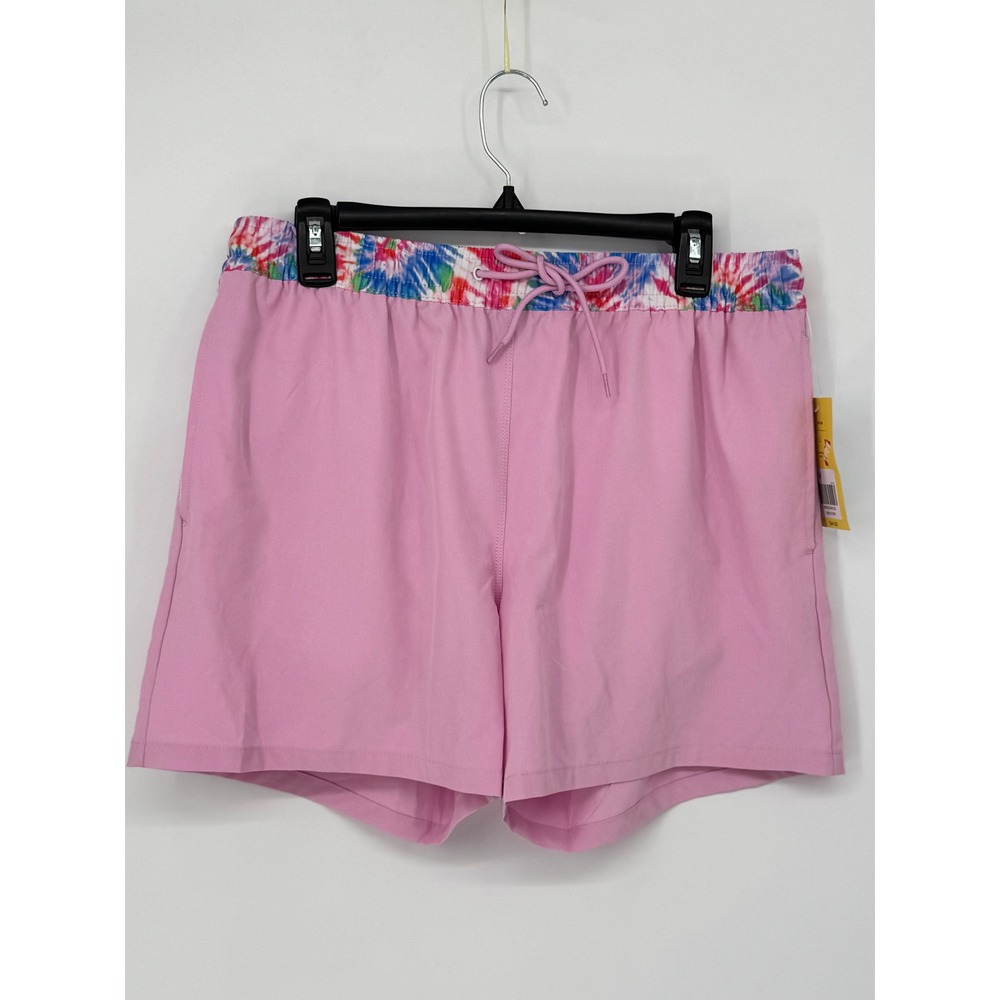 Cabana by Crown & Ivy Swim Shorts Womens Large Pink New Tie Dye‎ Waist New